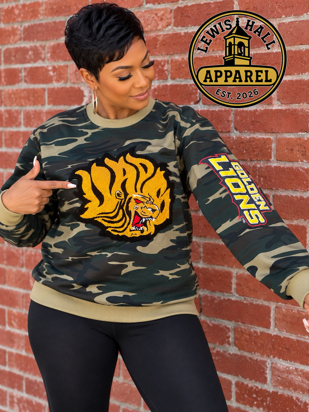 Golden Lions Camo Chenille Crewneck Sweatshirt (Pre-Sale)