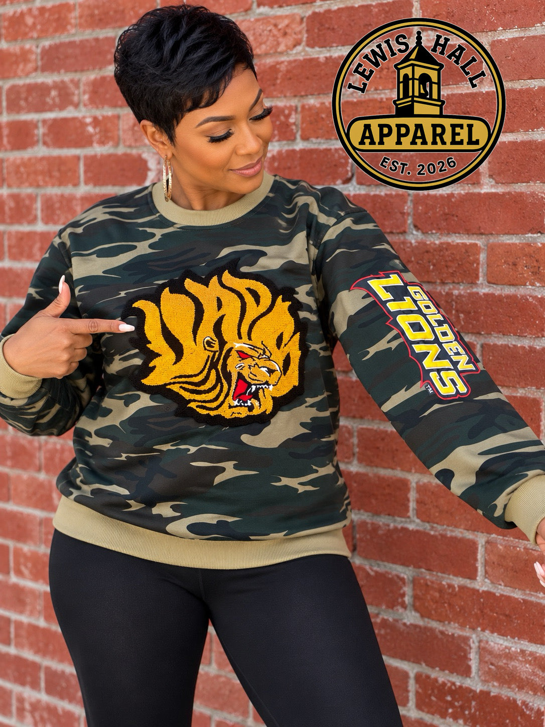 Golden Lions Camo Chenille Crewneck Sweatshirt (Pre-Sale)